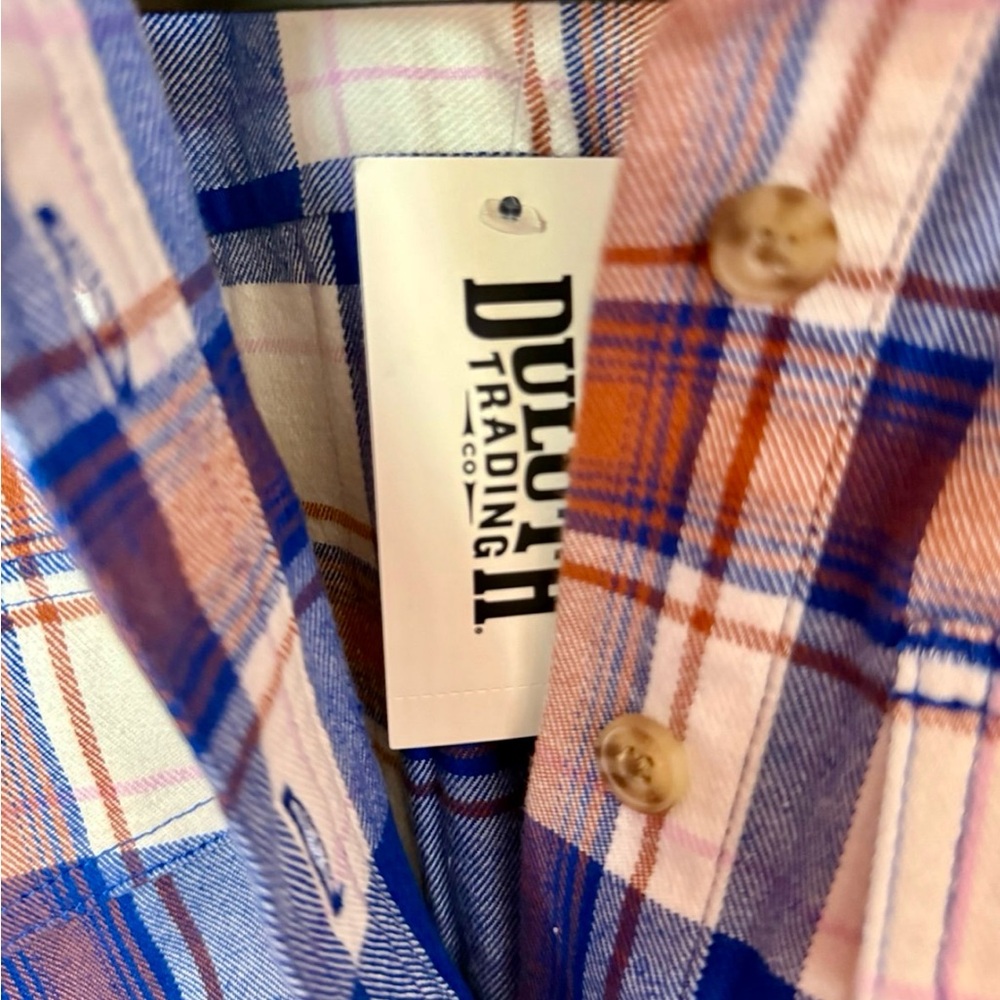 Duluth Trading Co Blue Free Swinging Tunic Flannel Shirt/ NWT - Picture 4 of 9